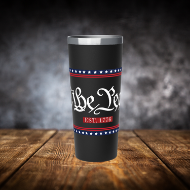 Patriotic stainless steel tumbler featuring We the People text